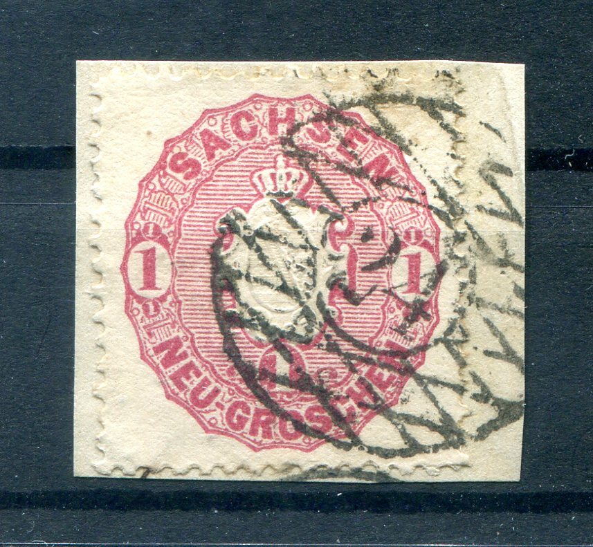 Saxony Number Stamp 24 WURZEN on 16 on Coat of Arms embossed (10409)