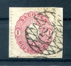 Saxony Number Stamp 24 WURZEN on 16 on Coat of Arms embossed (10409)