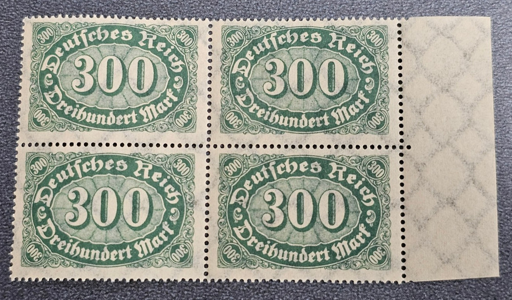 Stamps Germany Deutsches Reich 4x 300 Mark 1922 Block Mi. Nr. 249 [🇩🇪39450]