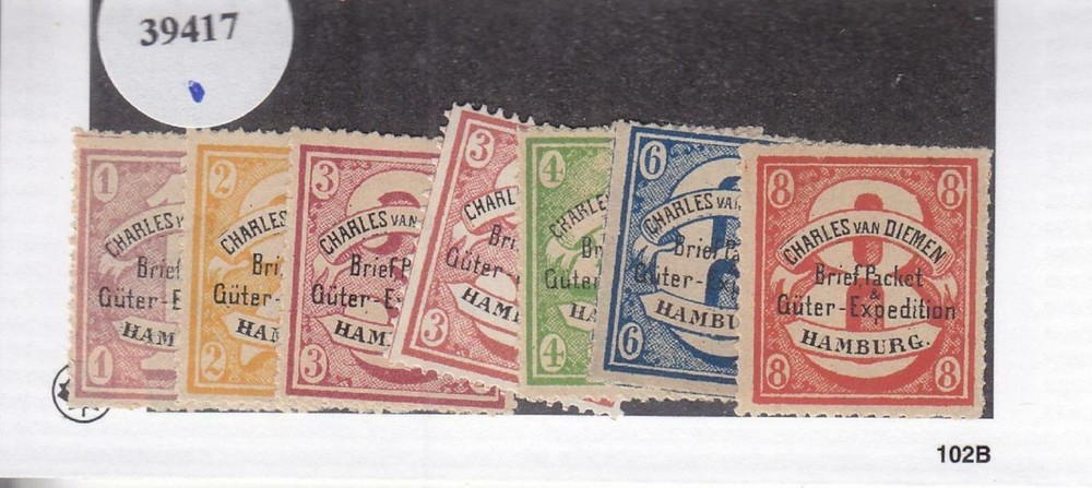 Germany: Hamburg: Local Post, Michel #B1-B6, MH, Reprints (39417)
