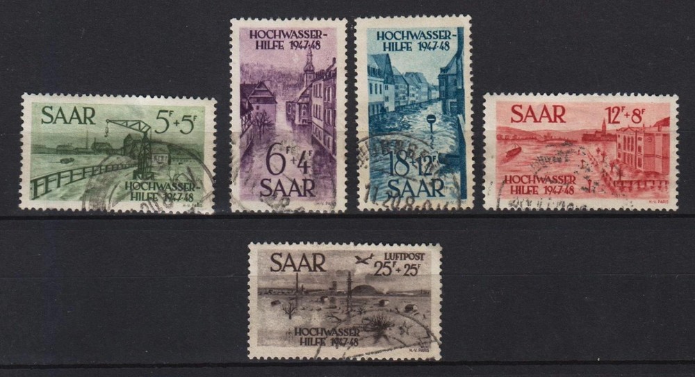 GERMANY 1948 SAAR Mi.# 255/259 COMPLETE SET VERY FINE USED