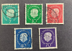 Germany Berlin 1959 Pres Heuss Complete Set of 5 MNH Scott’s 9N165 to 9N169