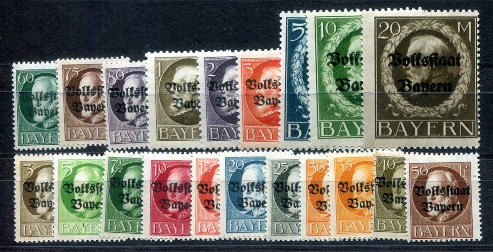 BAVARIA 1919 116-135IIA ** MNH FLAWLESS SET PEOPLE’S STATE (F7598