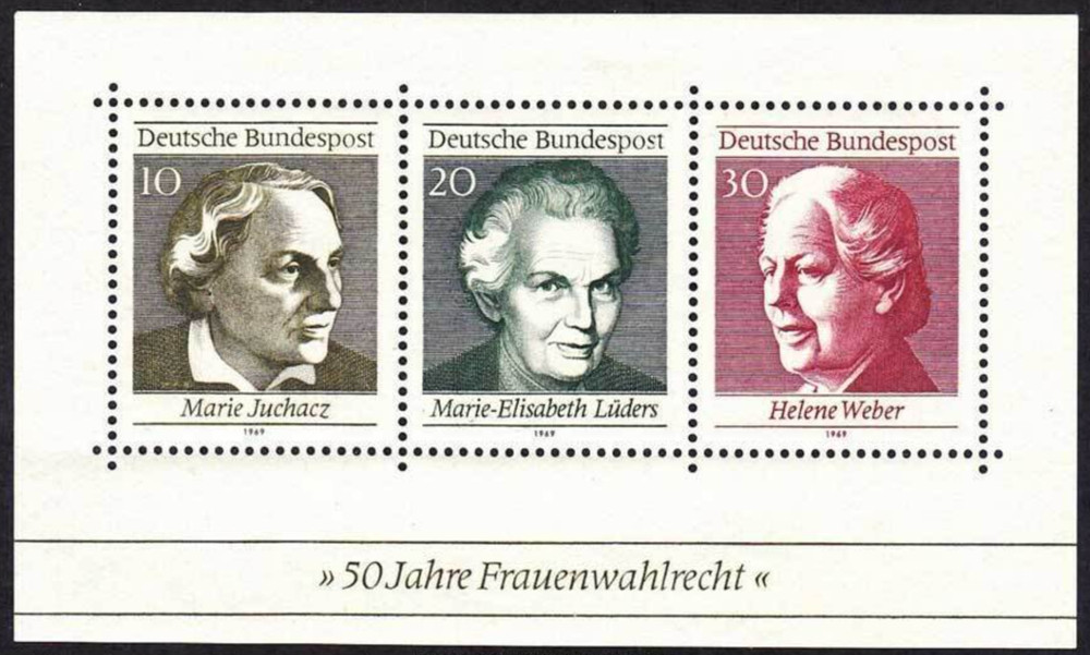 BRD FRG #MiBl5 MNH S/S 1969 50 Years Women Suffrage [1007 YTBF4 SGMS1499]