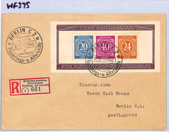 GERMANY Allied Occ *FUNF REICHSMARK* MINI-SHEET Used Cover 1946 Reg Berlin WF375