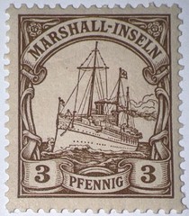 Travelstamps:GERMANY MARSHALL ISLANDS STAMPS Kaiser’s Yacht Mint Og H, UnWmk 3pf