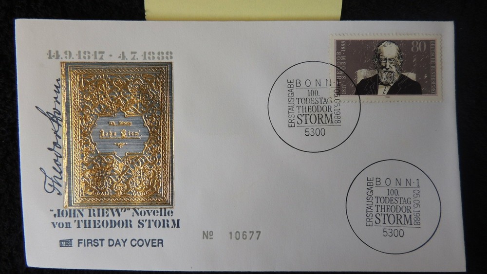 Germany 1988 FDC theodor storm literature author bonn PM GU