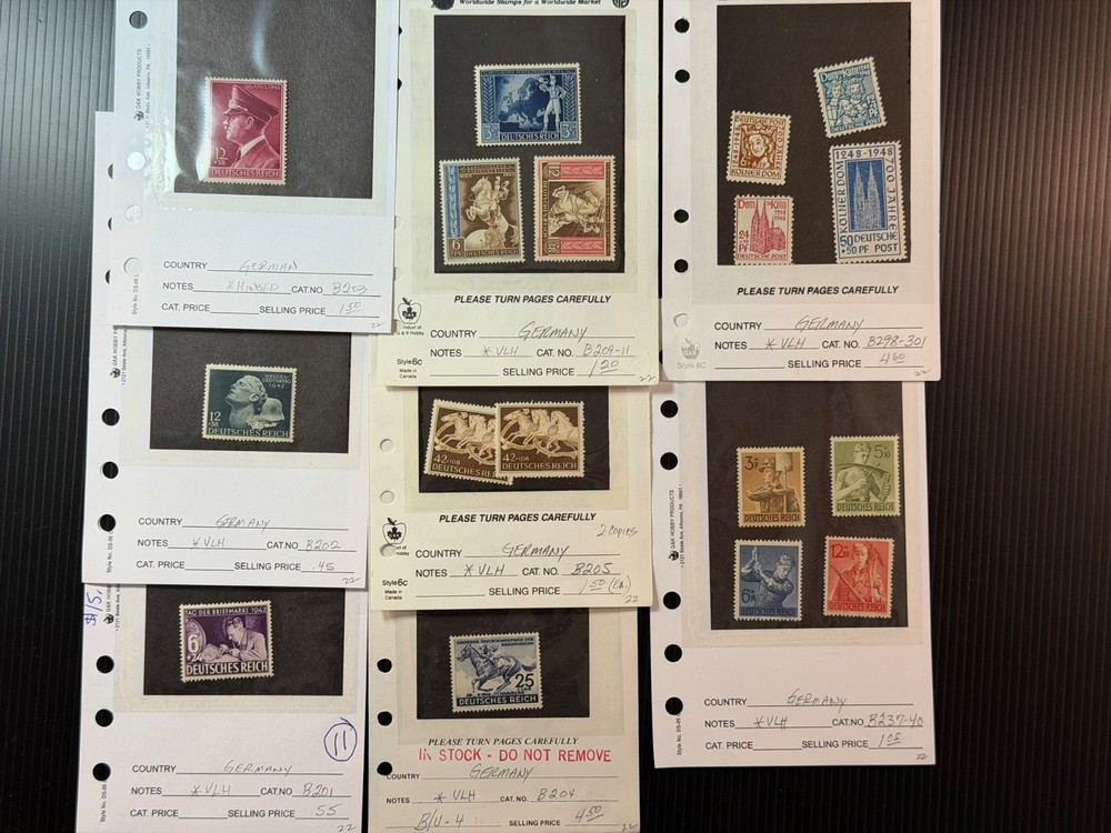 Germany B201-205, 209-211, 237-240,298-301 MH 2024 Scott Catalogue Value $ 15.35