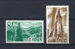 Germany Baden 1947 Sc# 5N12-13 Black forest Cathedral German occupation MNH