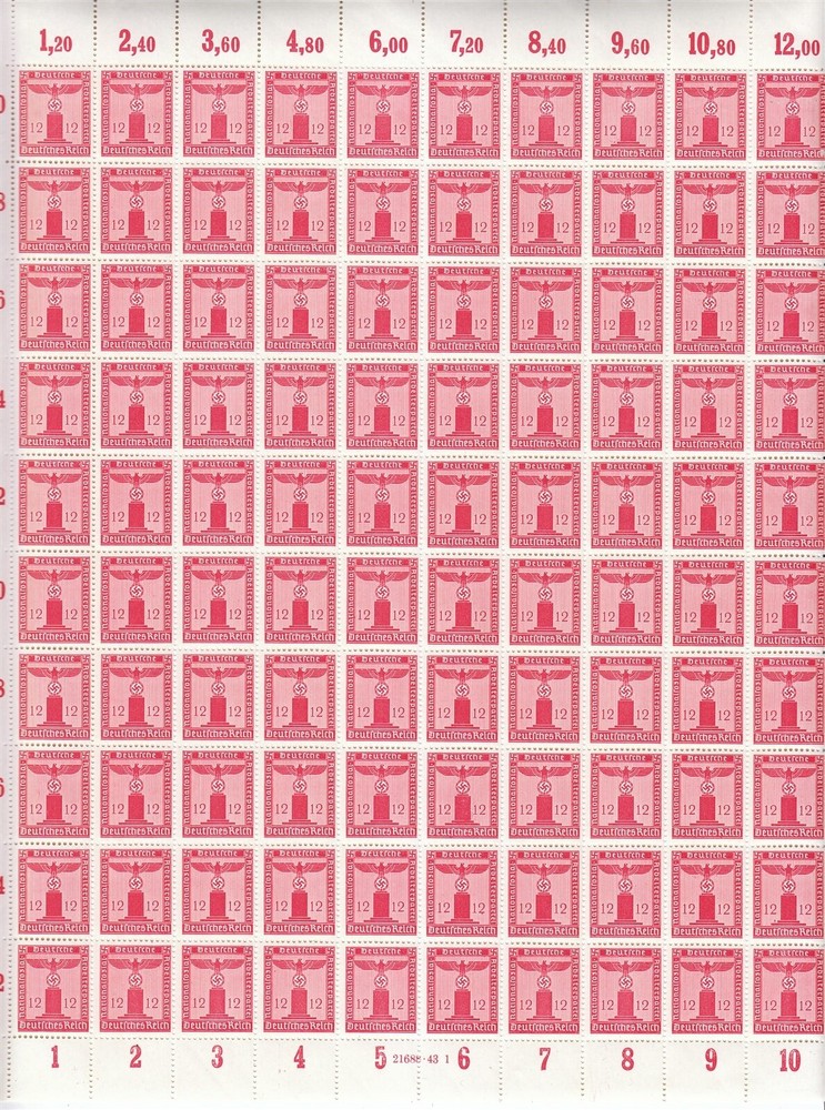 Stamp Germany Official Mi 161 Sheet 1942 WWII Dienst Fascism War Era MNH