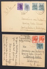 GERMANY SOVIET ZONE OVPT COVER & POSTCARD LEIPZIG TO MICHIGAN USA