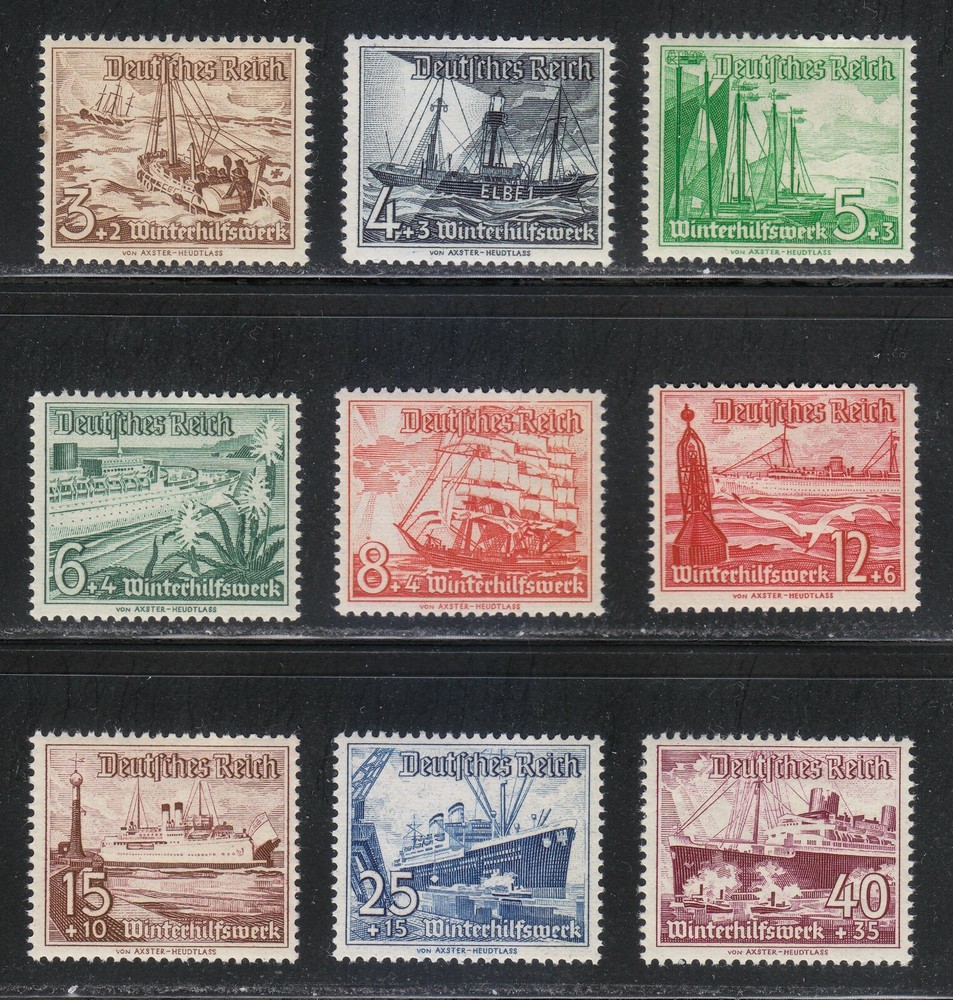 Germany 1937 MNH Mi 651-659 Sc B107-B115 Ships. Marine ** Perfect set ** 02