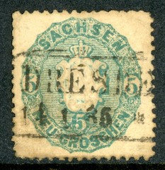 Germany States 1863 Saxony 5 ngr Gray Blue Scott #20b VFU K995