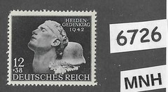 #6726 MNH stamp WWII Germany B202 Third Reich 1942 Military Hero’s Day Memorial