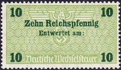 Stamp Germany Revenue WWII 3rd Reich Bill Exchange Fiscal Tax Selection 4 MNH