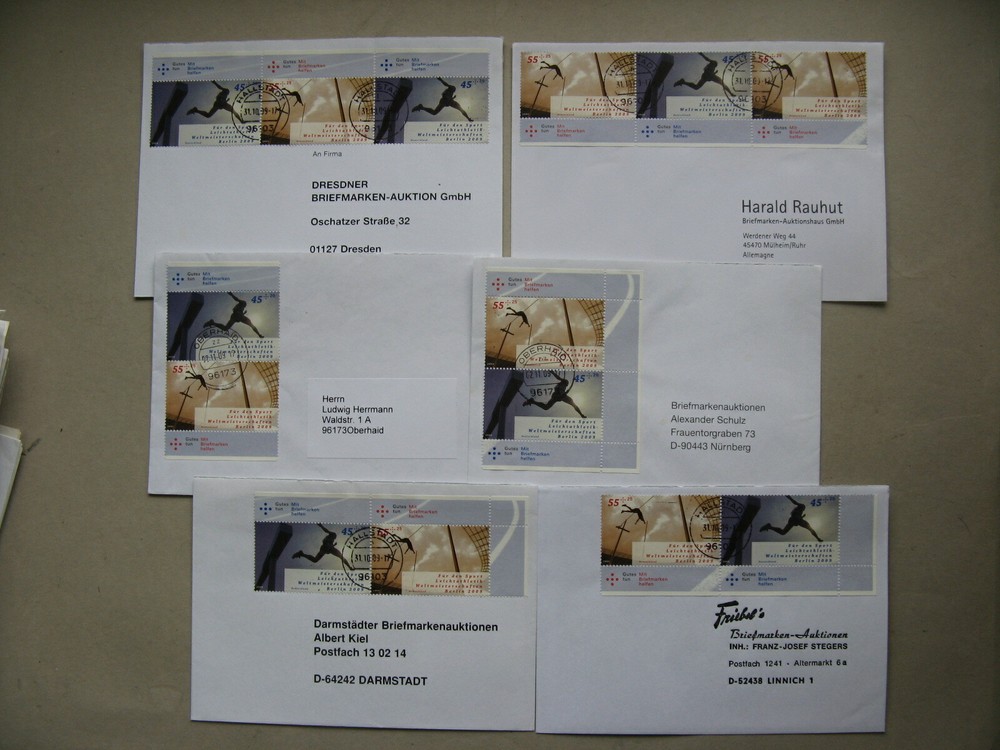 GERMANY BRD, 6x cover 2009, combinations WC athletics Berlin