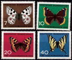 Germany 1962 Butterflies Semi-Postal Set MNH (SC# B380-B383)