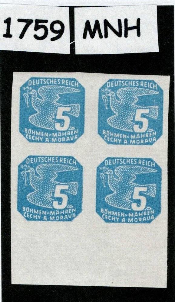 MNH stamp block Sc P12 Newspaper German Occupied Czechoslovakia WWII 1943 #1759