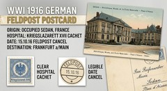 WWI 1916 German Feldpost Postcard SEDAN France – Kriegslazarett XVII Hospital Ca