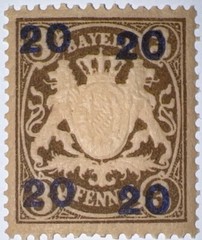 Travelstamps: 1920 Germany Bayern Overprint Stamp Mi 177 – Mint MOGH