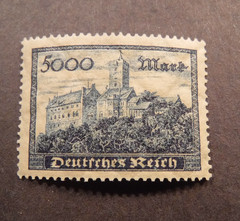 Scott# 237, 1923, 5000 Marks, Wartburg Castle, MNHOG