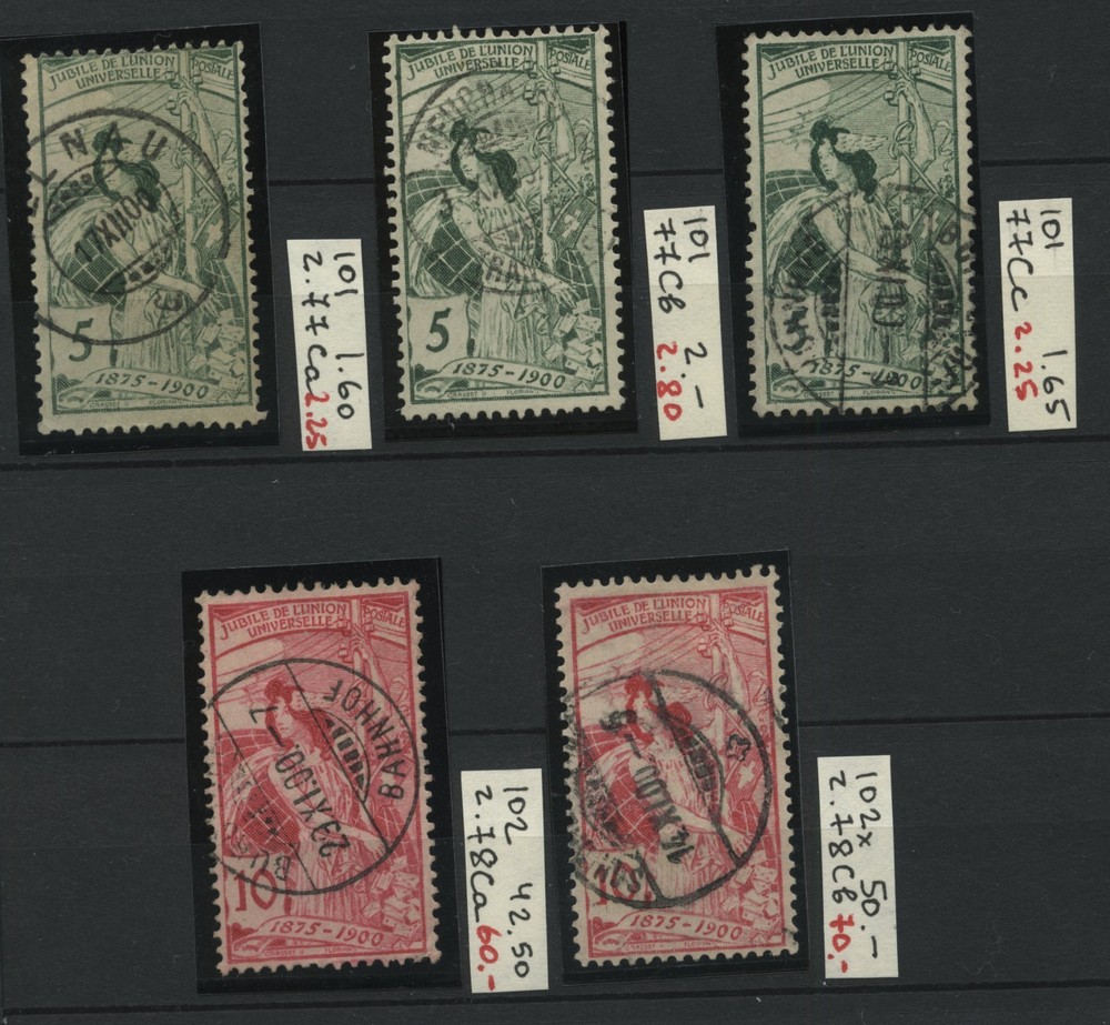 SWITZERLAND 1900 Reengrave Zumstein 77C-78C a, b, c Scott 101-102 Used CV€137.00