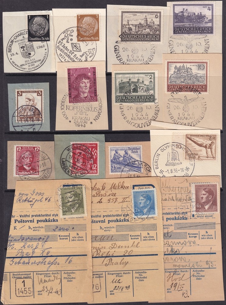 Lot Stamp Germany Poland WWII Hitler Bohemia Parcel Receipts Olympics 1936 F