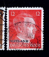 Deutsches Reich 1940s, 2 stamps, one overprint Ostland, Adolf Hitler, 3Pf, used