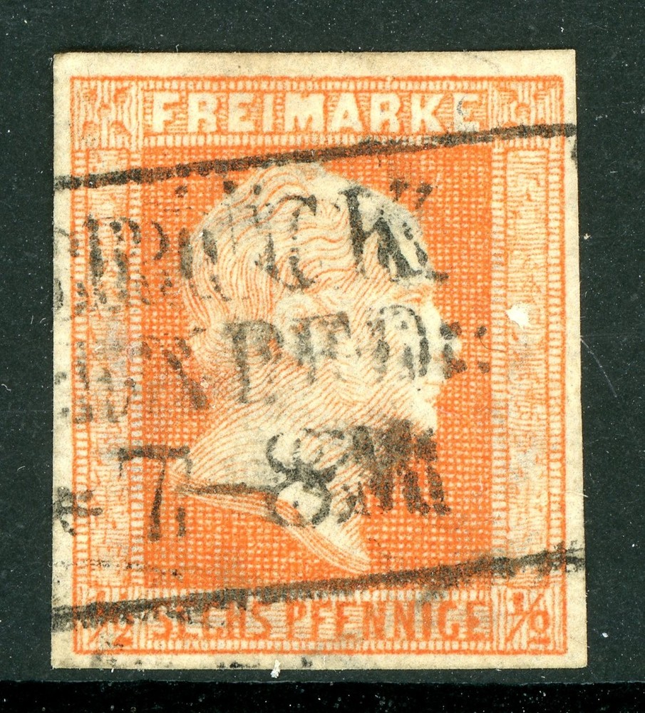 Germany 1859 Prussia 6pf Orange Scott # 10 VFU M445 ⭐⭐⭐⭐⭐⭐