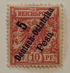 Travelstamps; Germany East Africa Stamps Overprint 5 Pesa on 10pf Mint OG SIGNED