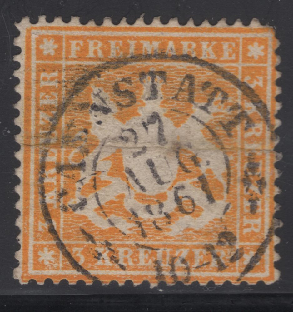 Germany Wurttemburg 1860 3k Orange SG32 – Used