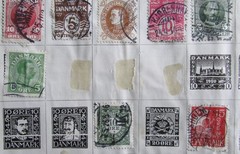 53 STAMPS 1800’s to 1930 – 28 DANZIG GERMAN & 25 DENMARK FROM STAMP ALBUM