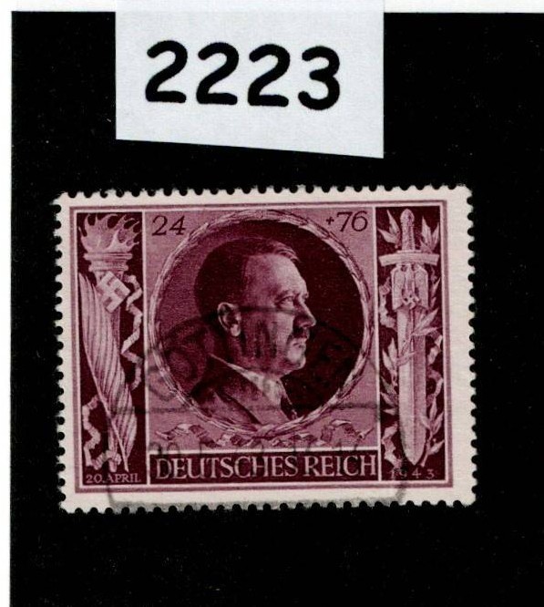 Used stamp B235 1943 Adolf Hitler 54th Birthday WWII Germany #2223