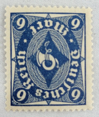 GERMANY ~ Deutrches Reich ~ Blue Stamp 9 Mark ~ Posted ~ c.1922 ~ B196
