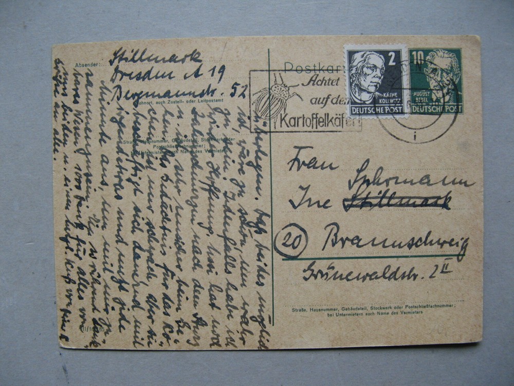 GERMANY DDR, uprated prestamped PC 1953, a. Hebel, slogancanc. Colorado beetle