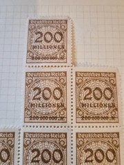 German Stamps Third Reich HyperInflation block of 91 stamps 1923 200M million