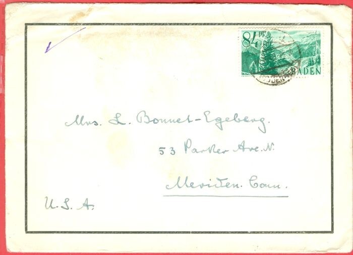 Germany Reich BADEN 84Pf Solo used on cover to USA