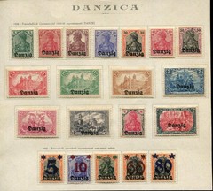 1920 DANZIG – 20 MINT GERMAN STAMPS OVERPRINTED DANZIG – EXCELLENT MINT/LH/OG/C2