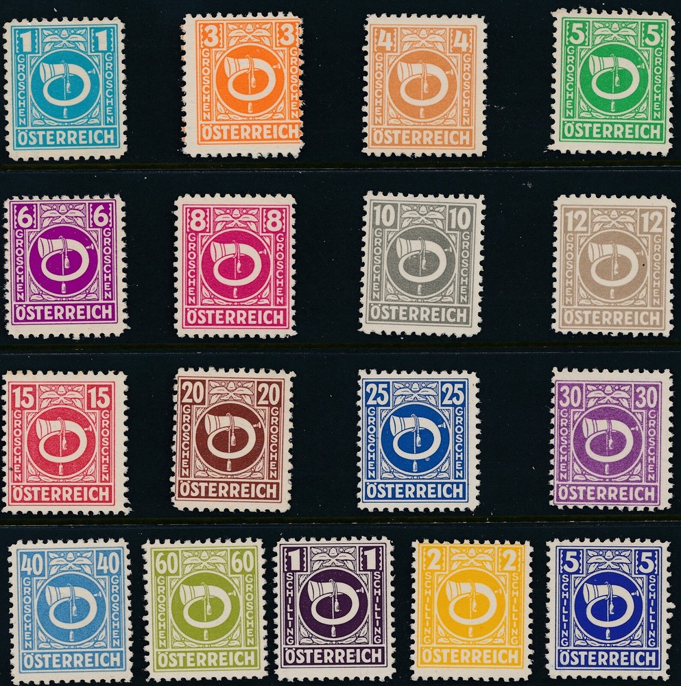 Stamp Austria Sc 4N1-17 1945 Post Horn Osterreich Set MNH