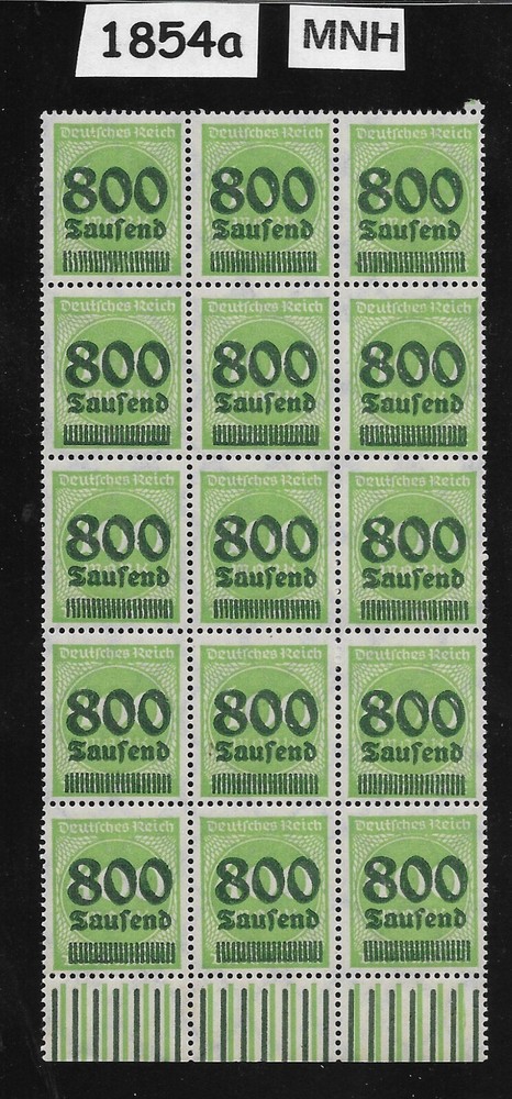 MNH stamp block Overprint 800K over 400Mk Scott #266 German Republic 1923 #1854a