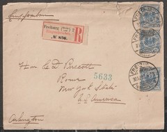 JN Germany 1893 registered cover used to Rome (US)