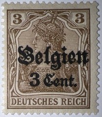 Travelstamps: Germany Offices in Belgium Stamps WWII, 3c on 3pf OP Mint MOGH Wmk