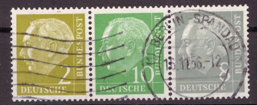 Bund BRD MiNr W13 canceled with machine cancel Berlin-Spandau 16.11.1956