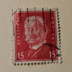Used Germany 15 Red Politicians Postage Stamp Handstamped Cancel