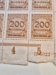 German Stamps Third Reich HyperInflation block of 91 stamps 1923 200M million