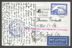 LZ 127 Zeppelin Sc#C36 Stamp Cover First Trip 29′ Saalfeld Friedrichshafen to NY