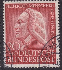 Lot Stamp Germany Mi 173,175 Post WWII 1953 Bundapost Francke Senckenberg U