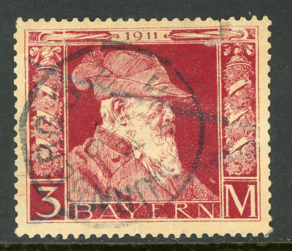 Germany States 1911 Bavaria 3 Mark LakeScott 88 VFU F474