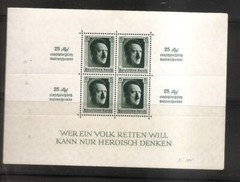 GERMANY 1937 Souvenir Sheet S/S Culture Fund Scott B104 Michel Bk 11 MNH