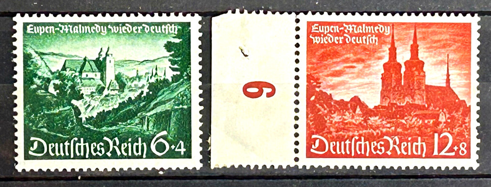 1940 German Stamps Mi:DR748-749 – Malmedy Eupen set MNH /434